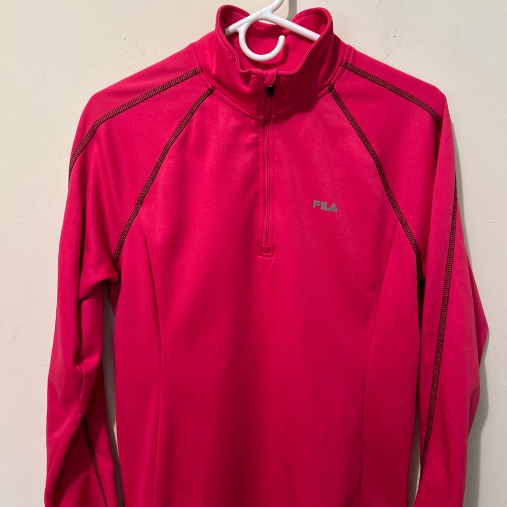 FILA 1/4 Zip Pullover Women’s Medium Long Sleeves Thumbholes Shirt Activewear